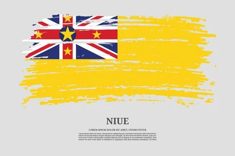 Niue flag with brush stroke effect and information text poster, vector Illustrazione stock