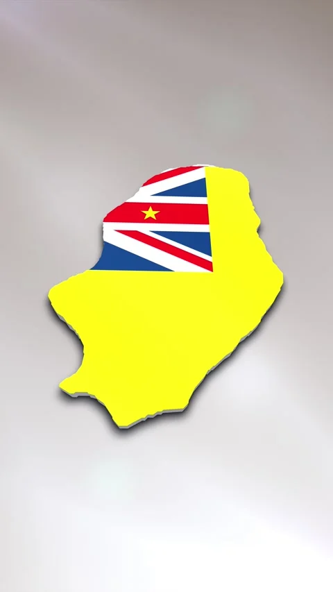 Niue Flag on Map Stock Footage 278174115