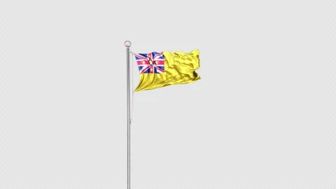 Niue   Flag Pole  Animation Include Alpha 3D Rendering Stock-Footage 312084322