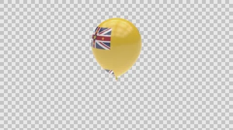 Niue flag textured balloon rotating Alpha Video stock 61528032