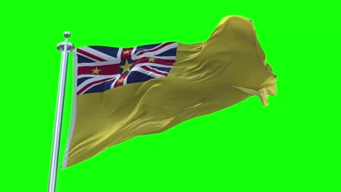 Niue Flag Waving in Loopable and Textured green screen background Stock Footage 296876098