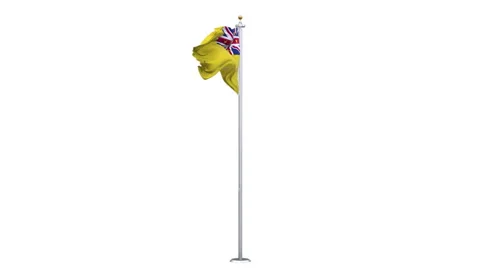 Niue flag waving looping with transparent background. Stock Footage 334188381