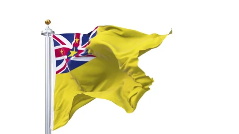 Niue flag waving looping with transparent background. Видео 334188558