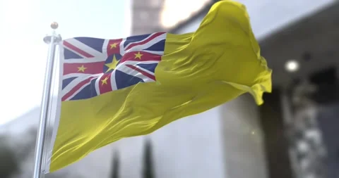 Niue-flag-waving-seamless-loop-4k-60fps Stock Footage 333633369