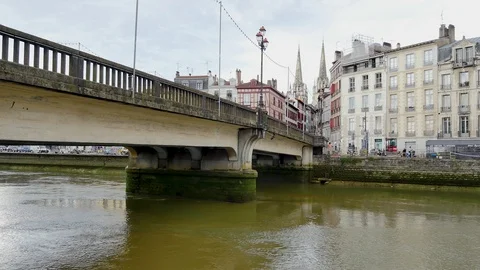 Nive river in Bayonne. Stock Footage 97149763
