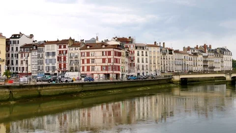 The Nive, a river in Bayonne. Stock Footage 97150428