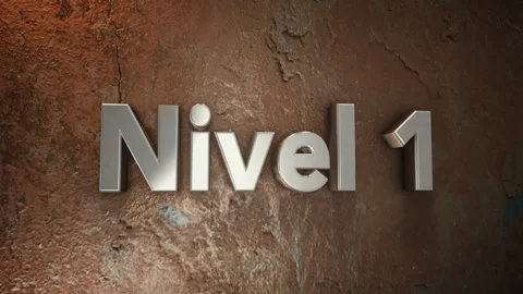 Nivel 1 3D Metallic Text on Rusty Wall - Level 1 Title Animation Stock Footage 346070546