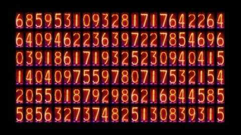 Nixie clock numbers videowall Stock Footage 18121216
