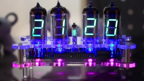 Nixie tube clock Stock Footage 73445313