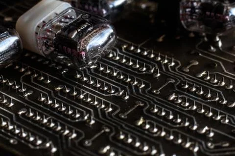 Nixie tubes on plate Stock Photos