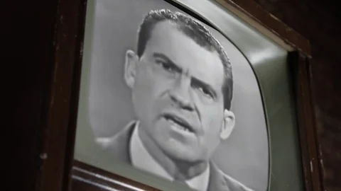 Nixon on screen during debate Stock-Footage 100797677
