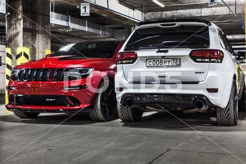 Nizhnevartovsk, Russia - August 24, 2016: Two Jeep Grand Cherokee SRT Stock Photos