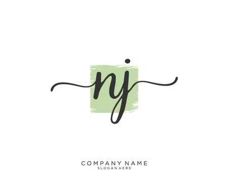 NJ Initial handwriting logo design Stock Illustration