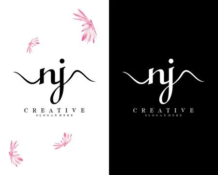 Nj, jn script font letter logo design template vector Illustrazione stock