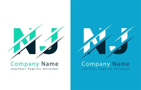 NJ Letter Logo Vector Design Concept Elements Illustrazione stock