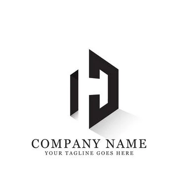 NJ negative space logo designs, creative logo inspiration Stock Illustration