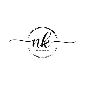 NK Initial handwriting logo with circle template vector Stock Illustration