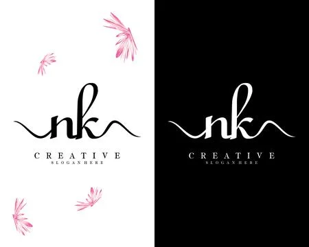Nk, kn script font letter logo design template vector Illustrazione stock