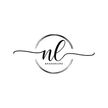 NL Initial handwriting logo with circle template vector Stock Illustration