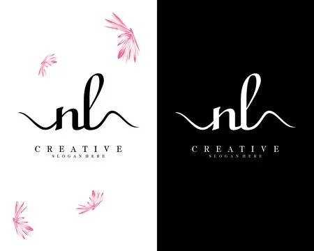 Nl, ln script font letter logo design template vector Illustrazione stock