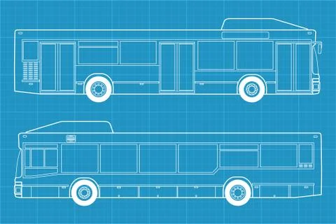 NL202 bus blueprint Stock Illustration