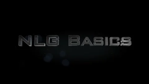 NLG Basics title 3D metal text on black alpha channel background Stock Footage 301264232