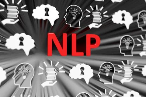 NLP concept blurred background 3d render illustration Stock Illustration