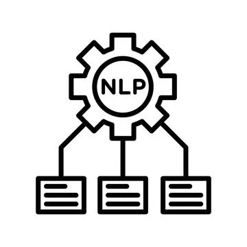 NLP linear logo mark in black and white Stock Illustration