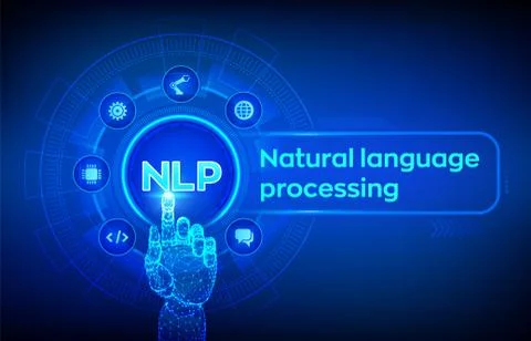 NLP. Natural language processing cognitive computing technology concept on vi Stockillustratie