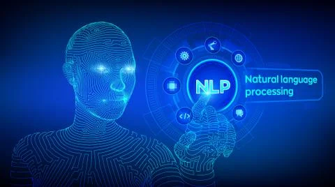 NLP. Natural language processing cognitive computing technology concept on vi Stock Illustration