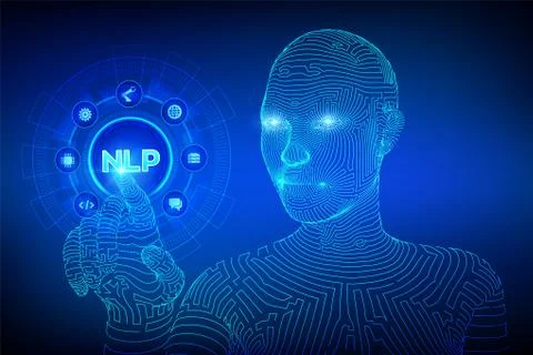 NLP. Natural language processing cognitive computing technology concept on 库存插图