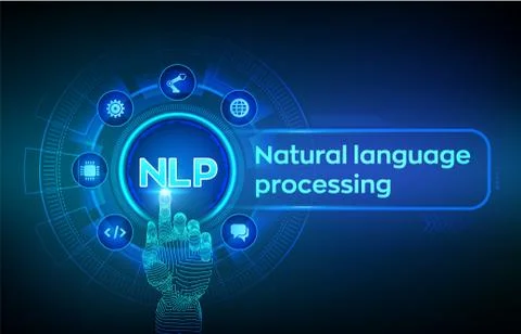 NLP. Natural language processing cognitive computing technology concept on vi Illustrazione stock