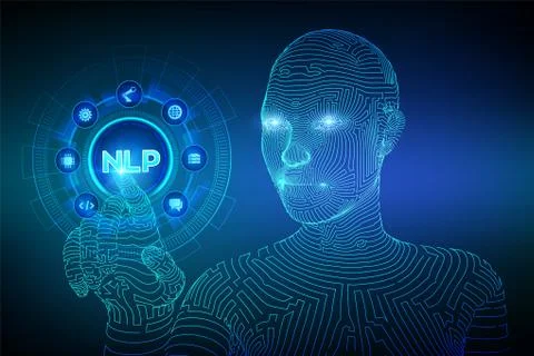 NLP. Natural language processing cognitive computing technology concept on vi Stock Illustration