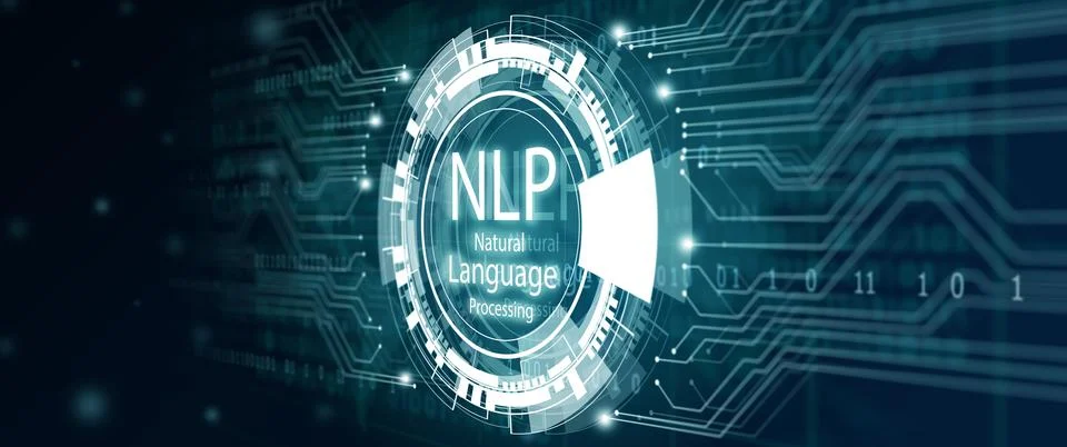 NLP Natural Language Processing cognitive computing technology concept. Stockillustratie