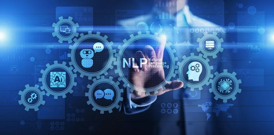 NLP natural language processing cognitive computing technology concept on Stockfoto's