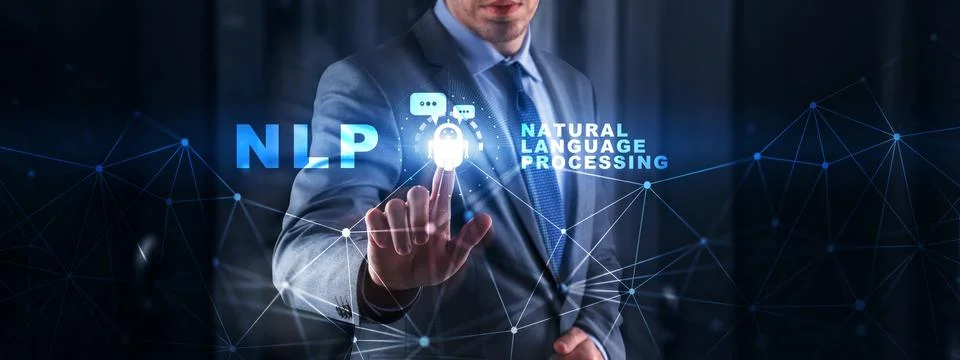 NLP natural language processing cognitive computing technology concept on Stockfoto's