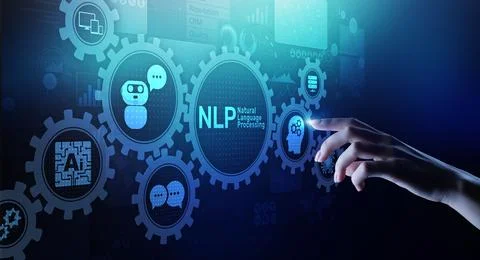 NLP natural language processing cognitive computing technology concept on vir 写真素材