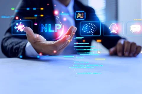NLP Natural Language Processing concept in AI enabling computer to understand Stock Photos