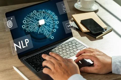 NLP natural language processing data network digital technology computer pr.. 스톡 사진