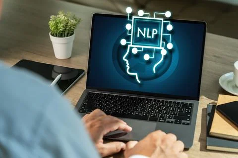 NLP natural language processing data network digital technology computer pr.. Stockfoto's