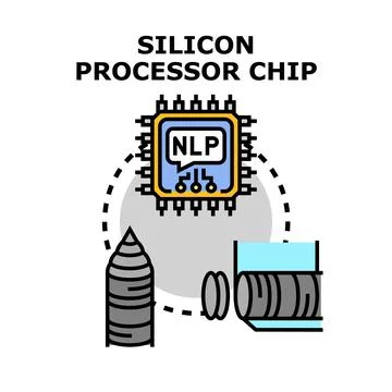 Nlp silicon processor chip concept vector illustration Stock Illustration