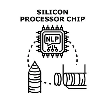 Nlp silicon processor chip concept vector illustration Stockillustratie