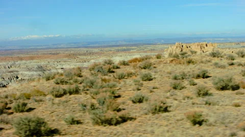 NM Bad Lands Scenic Area Castle Rock Aerial  Stock Footage 61171028