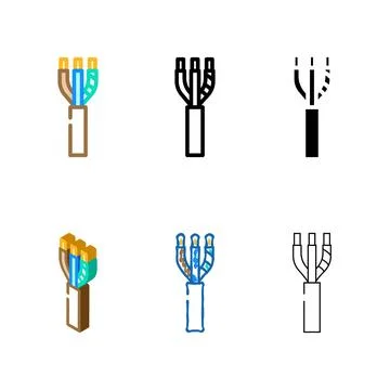 Nm nonmetallic cable wire color icon variety vector Stock-Illustration