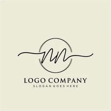 NN Initial handwriting logo design Stock Illustration
