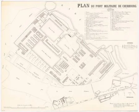 N.N., Maps War Having Cherbourg (without dat.): Map, Deployment Plan War H... Stock Photos