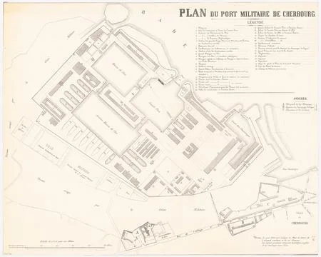 N.N., Maps War Having Cherbourg (without dat.): Map, Deployment Plan War Ha.. Stock Photos
