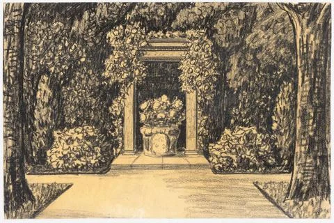 N.N., Park (without date): Perspective view. Chalk on paper, 20.5 x 30.5 c... Fotos de archivo