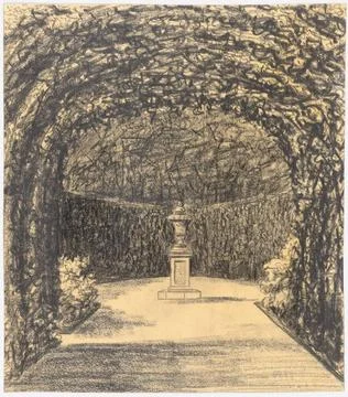 N.N., Park (without date): Perspective view. Coal on paper, 27 x 23.8 cm (... Fotos de archivo