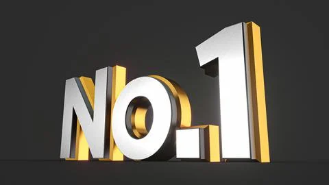 No 1 3d text silver and gold 3d illustration Stock Illustration
